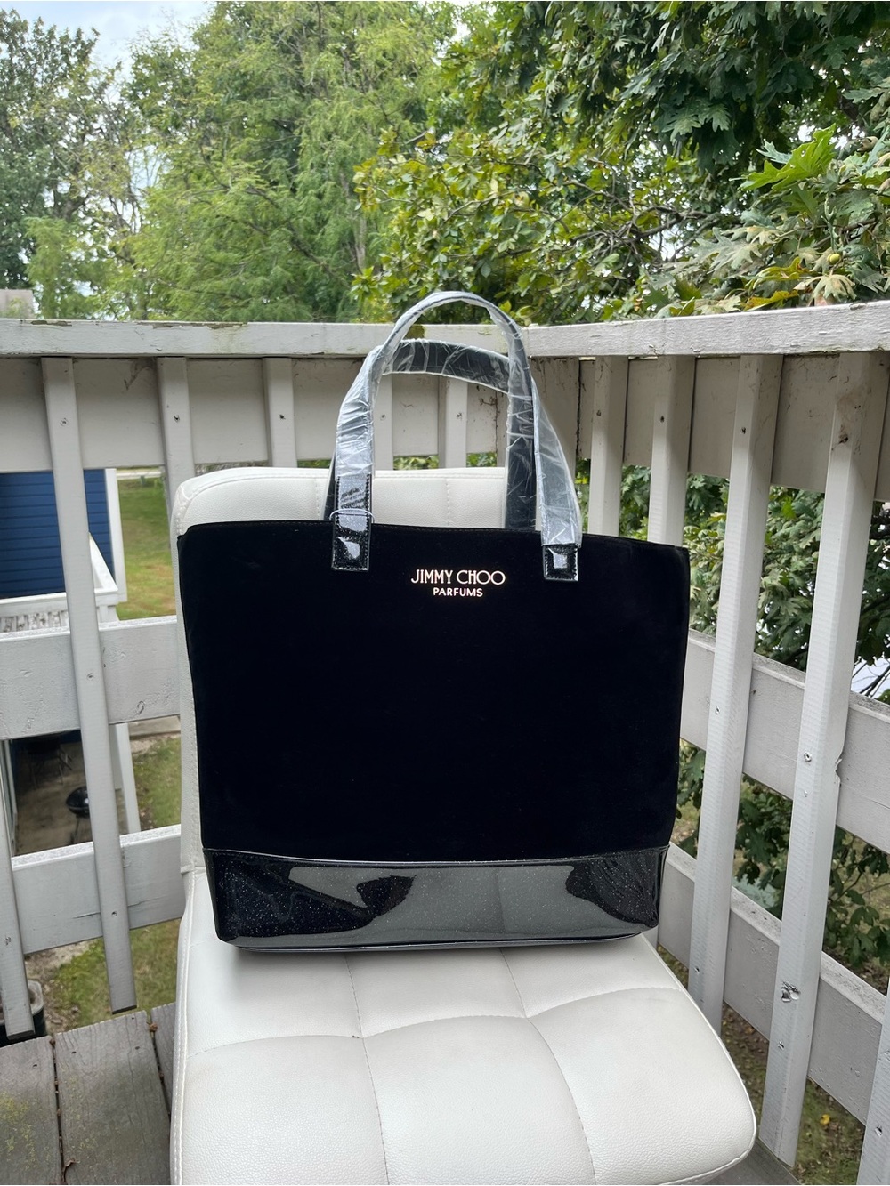Jimmy Choo Parfums Women’s Large Fashion Tote Bag, Black, 19*14*5 Inches